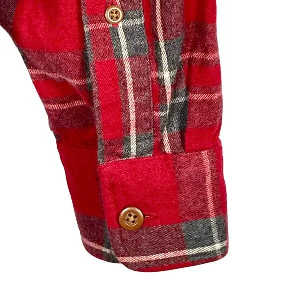 Abercrombie & Fitch 100% Cotton Red Gray Plaid Flannel Button Down Men’s XXL - Picture 8 of 15